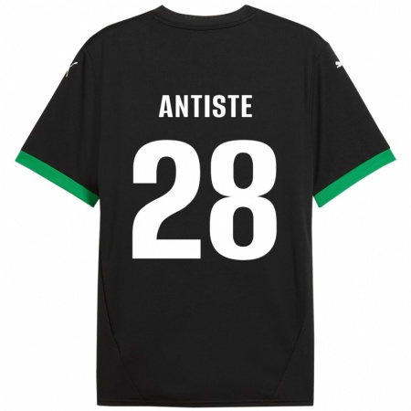 Kandiny Homme Maillot Janis Antiste #28 Noir Vert Foncé Tenues Domicile 2024/25 T-Shirt