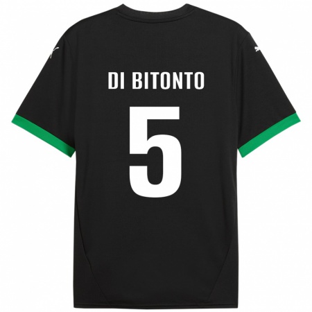 Kandiny Homme Maillot Alessandro Di Bitonto #5 Noir Vert Foncé Tenues Domicile 2024/25 T-Shirt