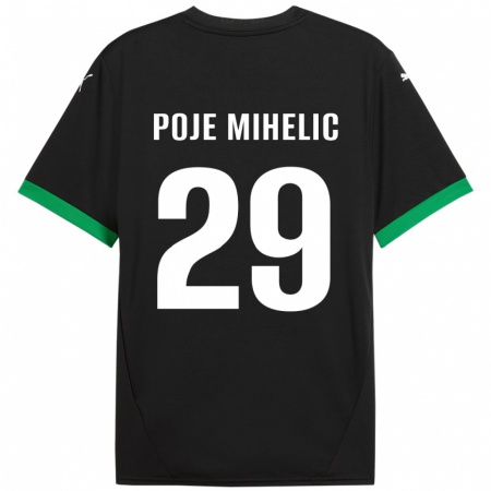 Kandiny Homme Maillot Naja Poje Mihelič #29 Noir Vert Foncé Tenues Domicile 2024/25 T-Shirt