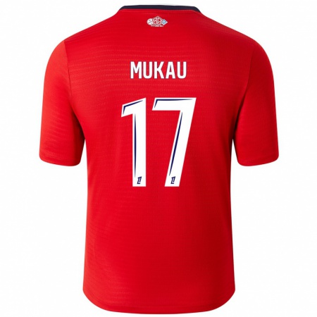 Kandiny Homme Maillot Ngal'ayel Mukau #17 Rouge Blanc Tenues Domicile 2024/25 T-Shirt