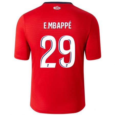 Kandiny Homme Maillot Ethan Mbappé #29 Rouge Blanc Tenues Domicile 2024/25 T-Shirt