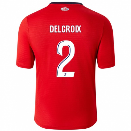 Kandiny Homme Maillot Céleste Delcroix #2 Rouge Blanc Tenues Domicile 2024/25 T-Shirt