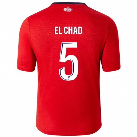 Kandiny Homme Maillot Nesryne El Chad #5 Rouge Blanc Tenues Domicile 2024/25 T-Shirt