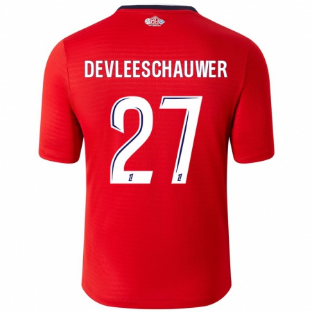 Kandiny Homme Maillot Gwenaëlle Devleeschauwer #27 Rouge Blanc Tenues Domicile 2024/25 T-Shirt