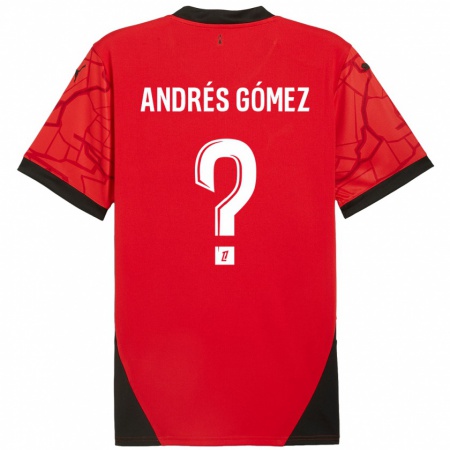 Kandiny Homme Maillot Carlos Andrés Gómez #0 Rouge Noir Tenues Domicile 2024/25 T-Shirt