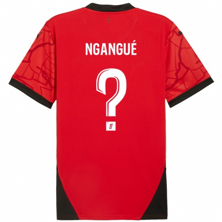 Kandiny Homme Maillot Maurice Ngangué #0 Rouge Noir Tenues Domicile 2024/25 T-Shirt