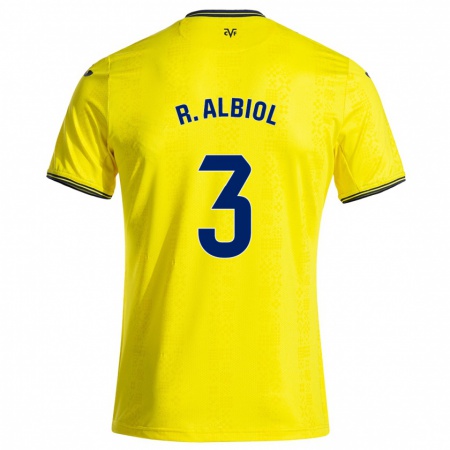 Kandiny Homme Maillot Raúl Albiol #3 Jaune Noir Tenues Domicile 2024/25 T-Shirt