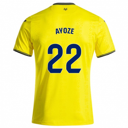 Kandiny Homme Maillot Ayoze Pérez #22 Jaune Noir Tenues Domicile 2024/25 T-Shirt