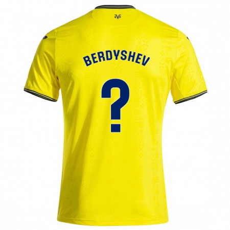 Kandiny Homme Maillot Tikhon Berdyshev #0 Jaune Noir Tenues Domicile 2024/25 T-Shirt