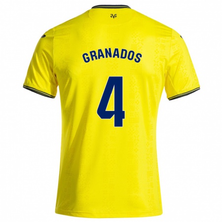 Kandiny Homme Maillot Carlos Granados #4 Jaune Noir Tenues Domicile 2024/25 T-Shirt