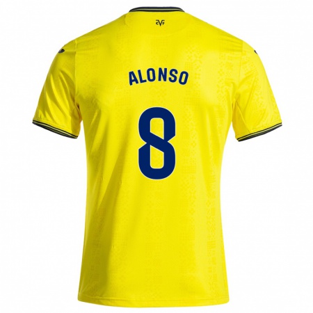 Kandiny Homme Maillot Rodri Alonso #8 Jaune Noir Tenues Domicile 2024/25 T-Shirt