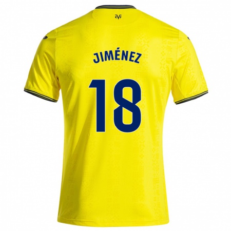 Kandiny Homme Maillot Alex Jiménez #18 Jaune Noir Tenues Domicile 2024/25 T-Shirt