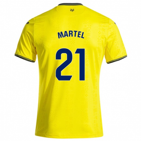 Kandiny Homme Maillot Kevin Martel #21 Jaune Noir Tenues Domicile 2024/25 T-Shirt