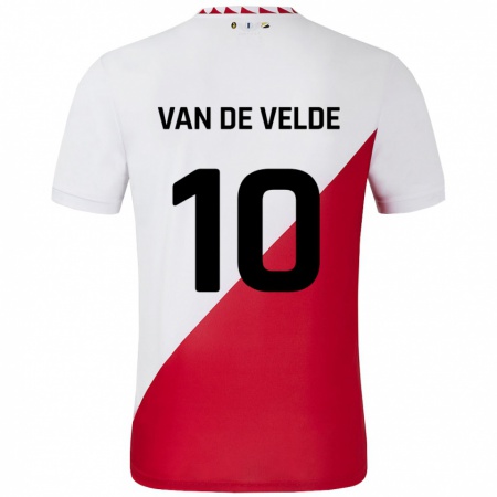 Kandiny Homme Maillot Senne Van De Velde #10 Blanc Rouge Tenues Domicile 2024/25 T-Shirt