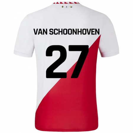 Kandiny Homme Maillot Nurija Van Schoonhoven #27 Blanc Rouge Tenues Domicile 2024/25 T-Shirt