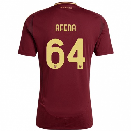 Kandiny Homme Maillot Felix Afena-Gyan #64 Rouge Brun Or Tenues Domicile 2024/25 T-Shirt