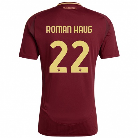 Kandiny Homme Maillot Sophie Roman Haug #22 Rouge Brun Or Tenues Domicile 2024/25 T-Shirt