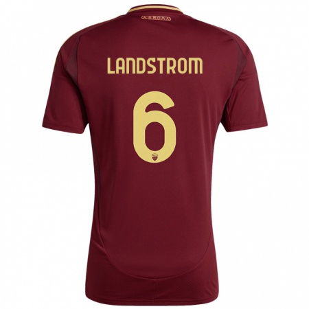 Kandiny Homme Maillot Elin Landstrom #6 Rouge Brun Or Tenues Domicile 2024/25 T-Shirt