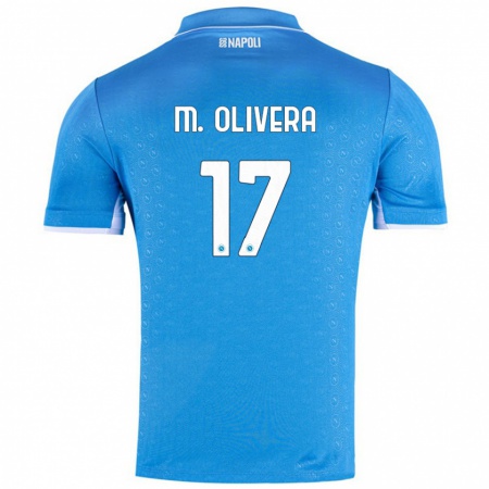 Kandiny Homme Maillot Mathías Olivera #17 Bleu Ciel Tenues Domicile 2024/25 T-Shirt