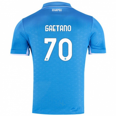 Kandiny Homme Maillot Gianluca Gaetano #70 Bleu Ciel Tenues Domicile 2024/25 T-Shirt