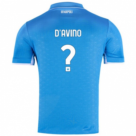 Kandiny Homme Maillot Luigi D'avino #0 Bleu Ciel Tenues Domicile 2024/25 T-Shirt