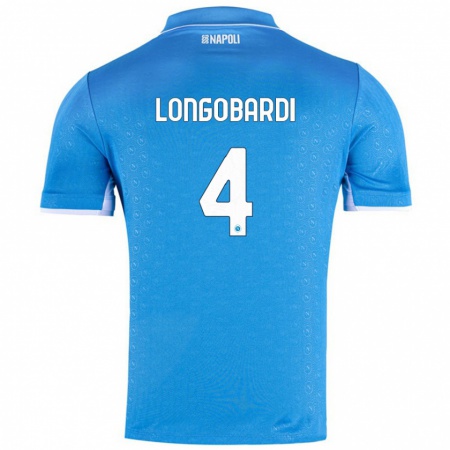 Kandiny Homme Maillot Salvatore Longobardi #4 Bleu Ciel Tenues Domicile 2024/25 T-Shirt