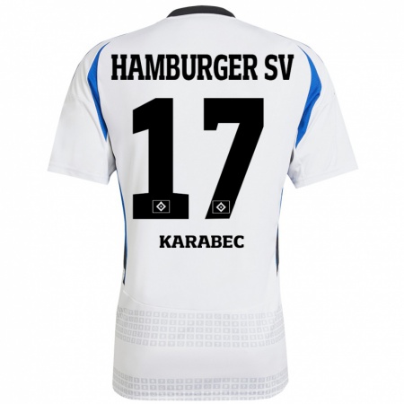 Kandiny Homme Maillot Adam Karabec #17 Blanc Bleu Tenues Domicile 2024/25 T-Shirt