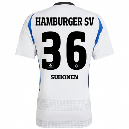 Kandiny Homme Maillot Anssi Suhonen #36 Blanc Bleu Tenues Domicile 2024/25 T-Shirt