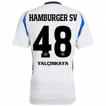 Kandiny Homme Maillot Bilal Yalcinkaya #48 Blanc Bleu Tenues Domicile 2024/25 T-Shirt