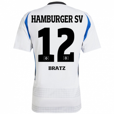 Kandiny Homme Maillot Julian Brätz #12 Blanc Bleu Tenues Domicile 2024/25 T-Shirt