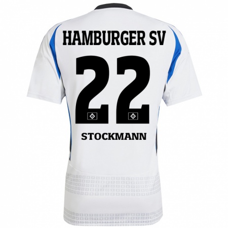 Kandiny Homme Maillot Sarah Stöckmann #22 Blanc Bleu Tenues Domicile 2024/25 T-Shirt