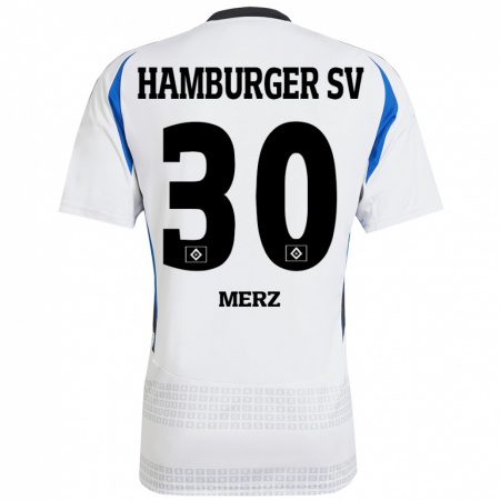 Kandiny Homme Maillot Selma Merz #30 Blanc Bleu Tenues Domicile 2024/25 T-Shirt