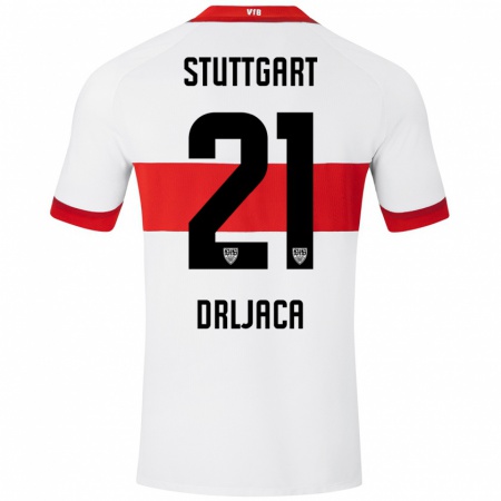 Kandiny Homme Maillot Stefan Drljaca #21 Blanc Rouge Tenues Domicile 2024/25 T-Shirt