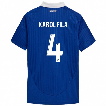 Kandiny Homme Maillot Karol Fila #4 Bleu Blanc Tenues Domicile 2024/25 T-Shirt