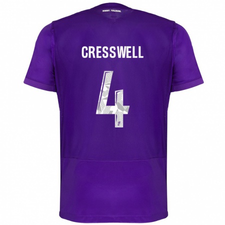 Kandiny Homme Maillot Charlie Cresswell #4 Violet Blanc Tenues Domicile 2024/25 T-Shirt