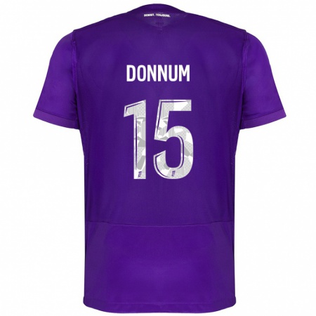 Kandiny Homme Maillot Aron Dønnum #15 Violet Blanc Tenues Domicile 2024/25 T-Shirt