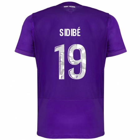 Kandiny Homme Maillot Djibril Sidibé #19 Violet Blanc Tenues Domicile 2024/25 T-Shirt