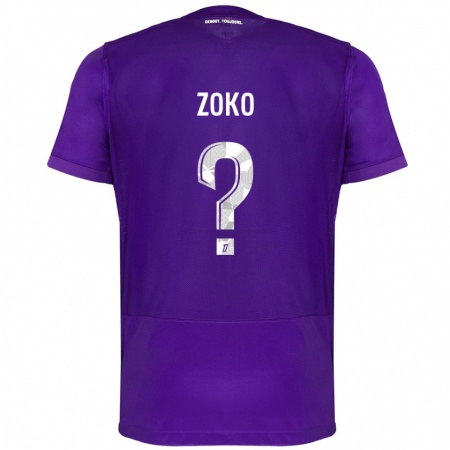 Kandiny Homme Maillot Nathan Zoko #0 Violet Blanc Tenues Domicile 2024/25 T-Shirt