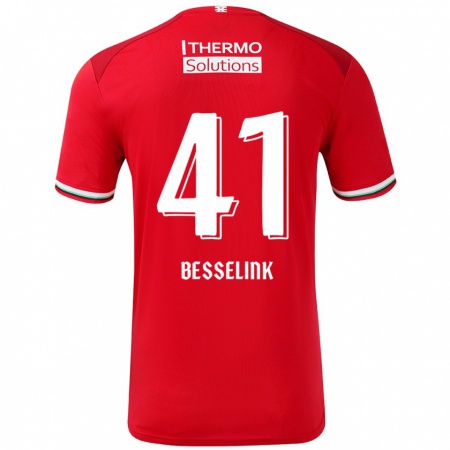 Kandiny Homme Maillot Gijs Besselink #41 Rouge Blanc Tenues Domicile 2024/25 T-Shirt