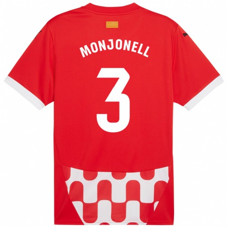 Kandiny Homme Maillot Eric Monjonell #3 Rouge Blanc Tenues Domicile 2024/25 T-Shirt