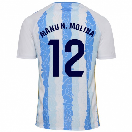 Kandiny Homme Maillot Manu Molina #12 Blanc Bleu Tenues Domicile 2024/25 T-Shirt