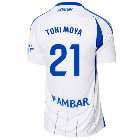 Kandiny Homme Maillot Toni Moya #21 Rouge Blanc Tenues Domicile 2024/25 T-Shirt