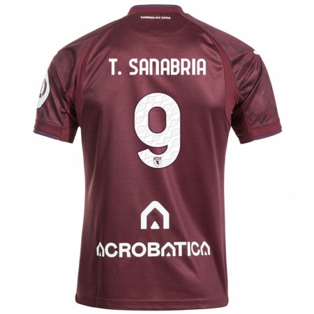 Kandiny Homme Maillot Antonio Sanabria #9 Bordeaux Blanc Tenues Domicile 2024/25 T-Shirt