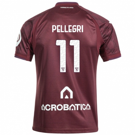 Kandiny Homme Maillot Pietro Pellegri #11 Bordeaux Blanc Tenues Domicile 2024/25 T-Shirt