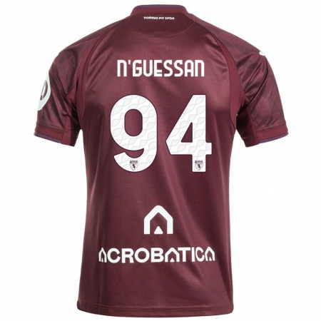 Kandiny Homme Maillot Ange Caumenan N'guessan #94 Bordeaux Blanc Tenues Domicile 2024/25 T-Shirt