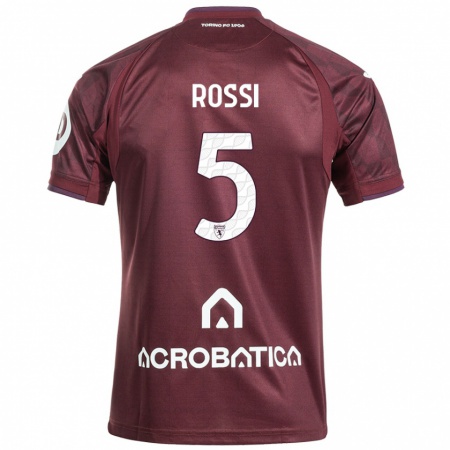 Kandiny Homme Maillot Simone Rossi #5 Bordeaux Blanc Tenues Domicile 2024/25 T-Shirt