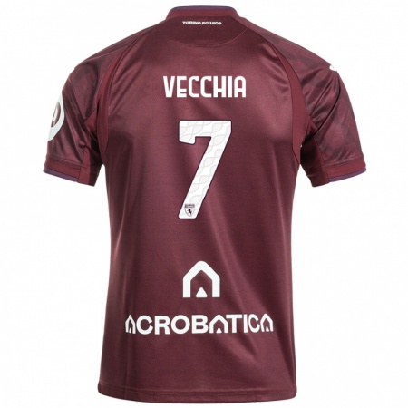 Kandiny Homme Maillot Marco Dalla Vecchia #7 Bordeaux Blanc Tenues Domicile 2024/25 T-Shirt