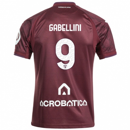 Kandiny Homme Maillot Tommaso Gabellini #9 Bordeaux Blanc Tenues Domicile 2024/25 T-Shirt