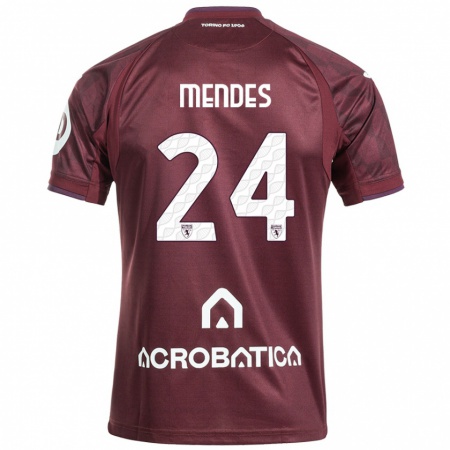 Kandiny Homme Maillot Rodrigo Mendes #24 Bordeaux Blanc Tenues Domicile 2024/25 T-Shirt