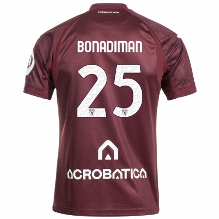 Kandiny Homme Maillot Matteo Bonadiman #25 Bordeaux Blanc Tenues Domicile 2024/25 T-Shirt